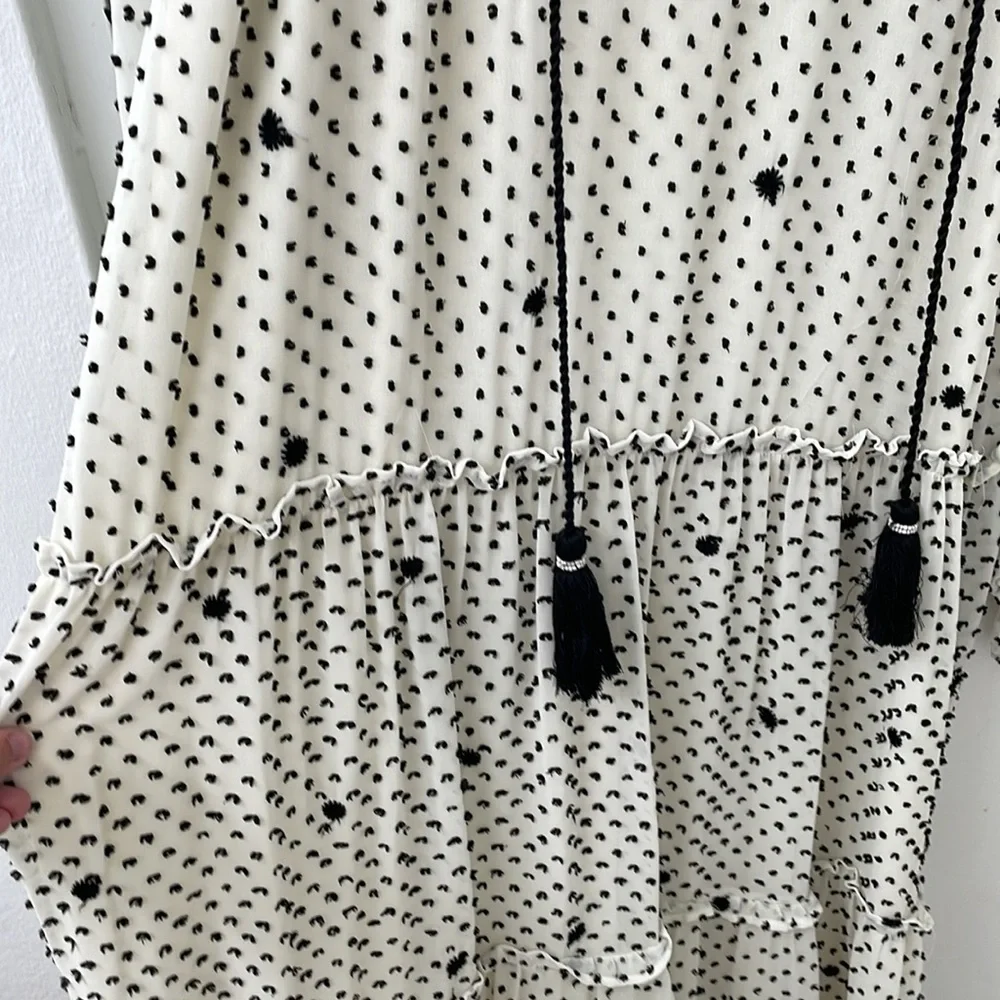 Zara Dotted Mesh Oversized Maxi Dress Size Large L NWT Polka Dots Swiss Dots - Picture 7 of 9